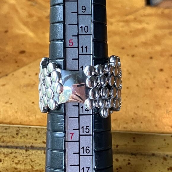 Natural Blue Apatite Iolite Sterling Silver Bubble Ring Size 6 - Picture 8 of 9